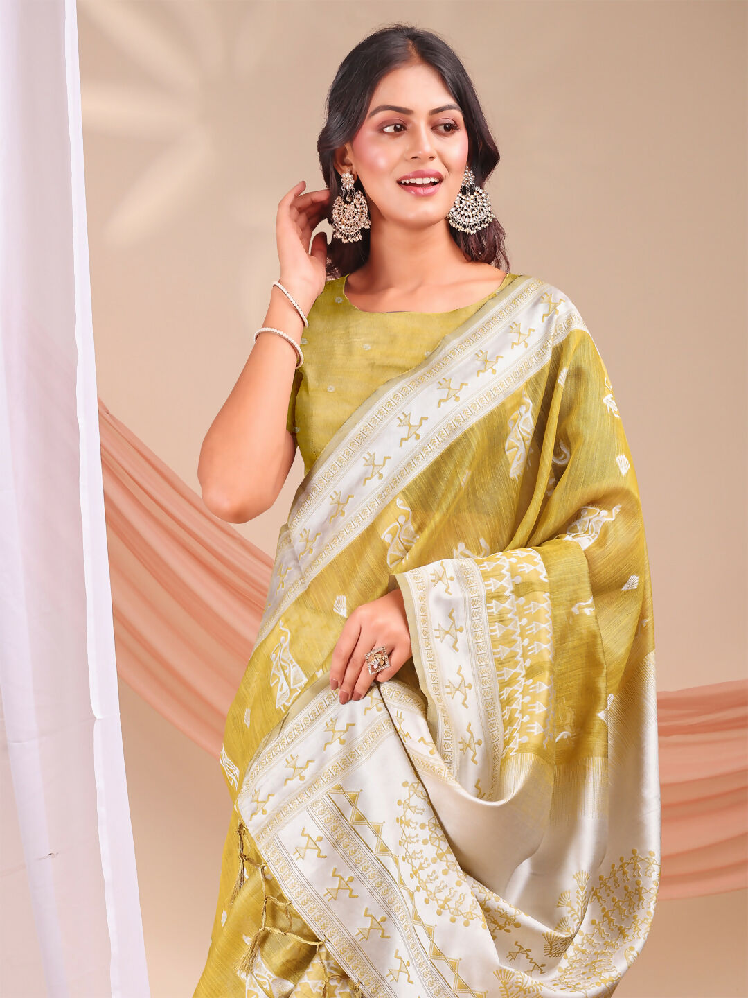 Shree Shyam Fashion Varnika Mustard Linen Cotton Saree