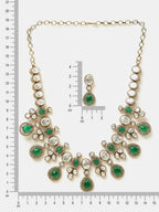 Ruby Raang Green Stone Kundan Work Necklace And Matching Earrings