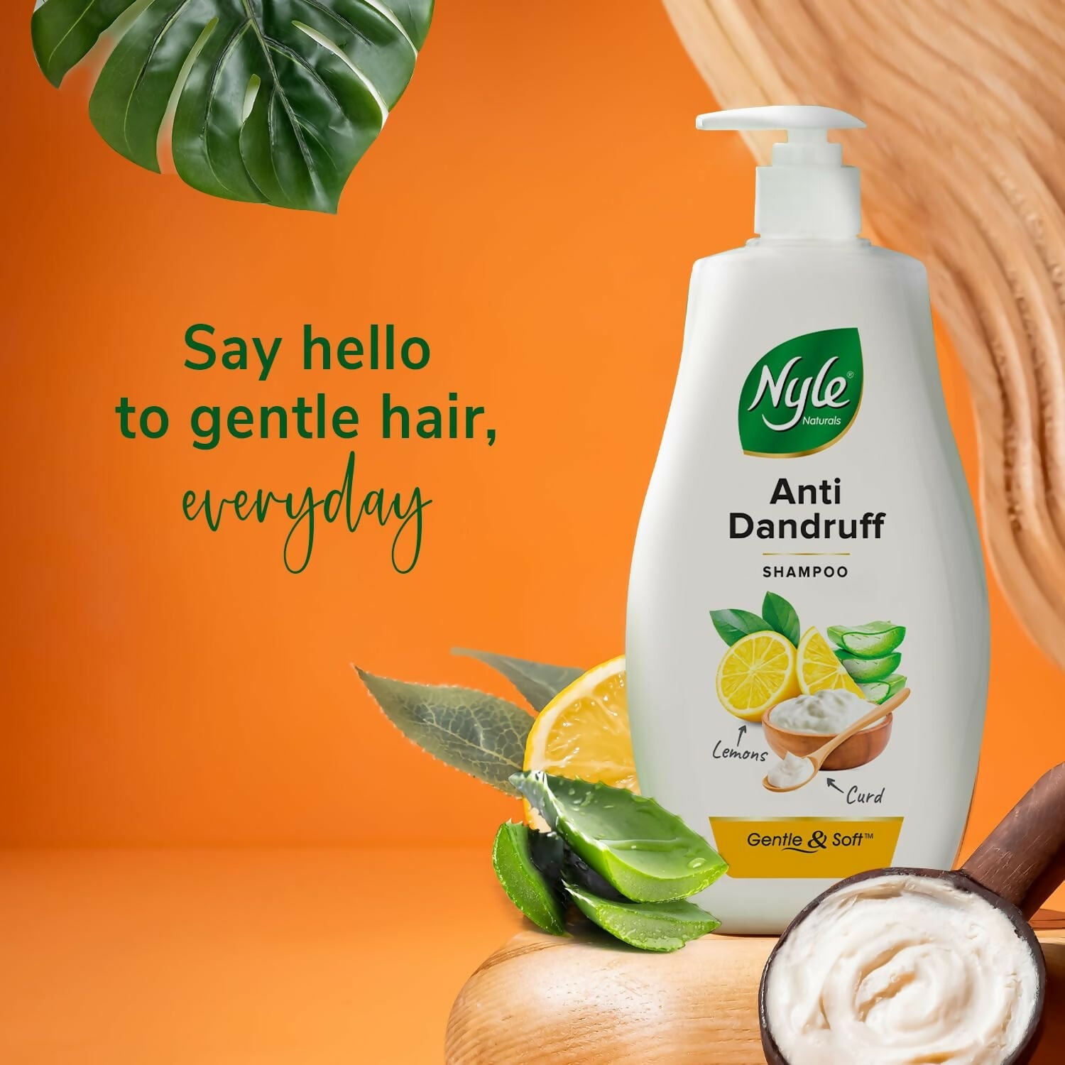 Nyle Naturals Anti Dandruff Shampoo, With Lemon And Curd, Gentle & Soft, For Men & Women