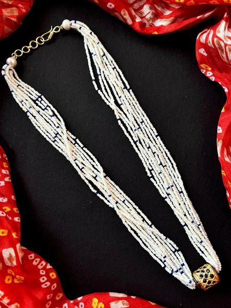 Joban Fashion Women Blue Meenakari Pendant Multi Colour Beaded Mala Necklace