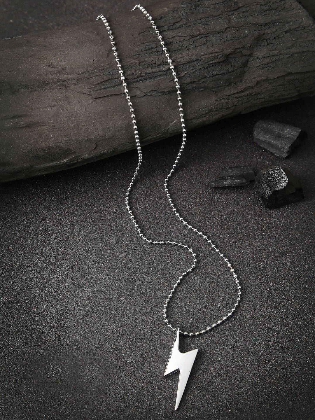 NVR Men Silver Plated Flash Pendent With Chain