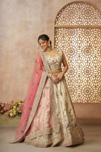 Kesar Fab White Zari Silk Hand_Woven Lehenga