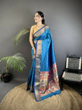 Joban Fashion Blue Butti Woven Soft Lichi Silk Paithani Saree - Distacart