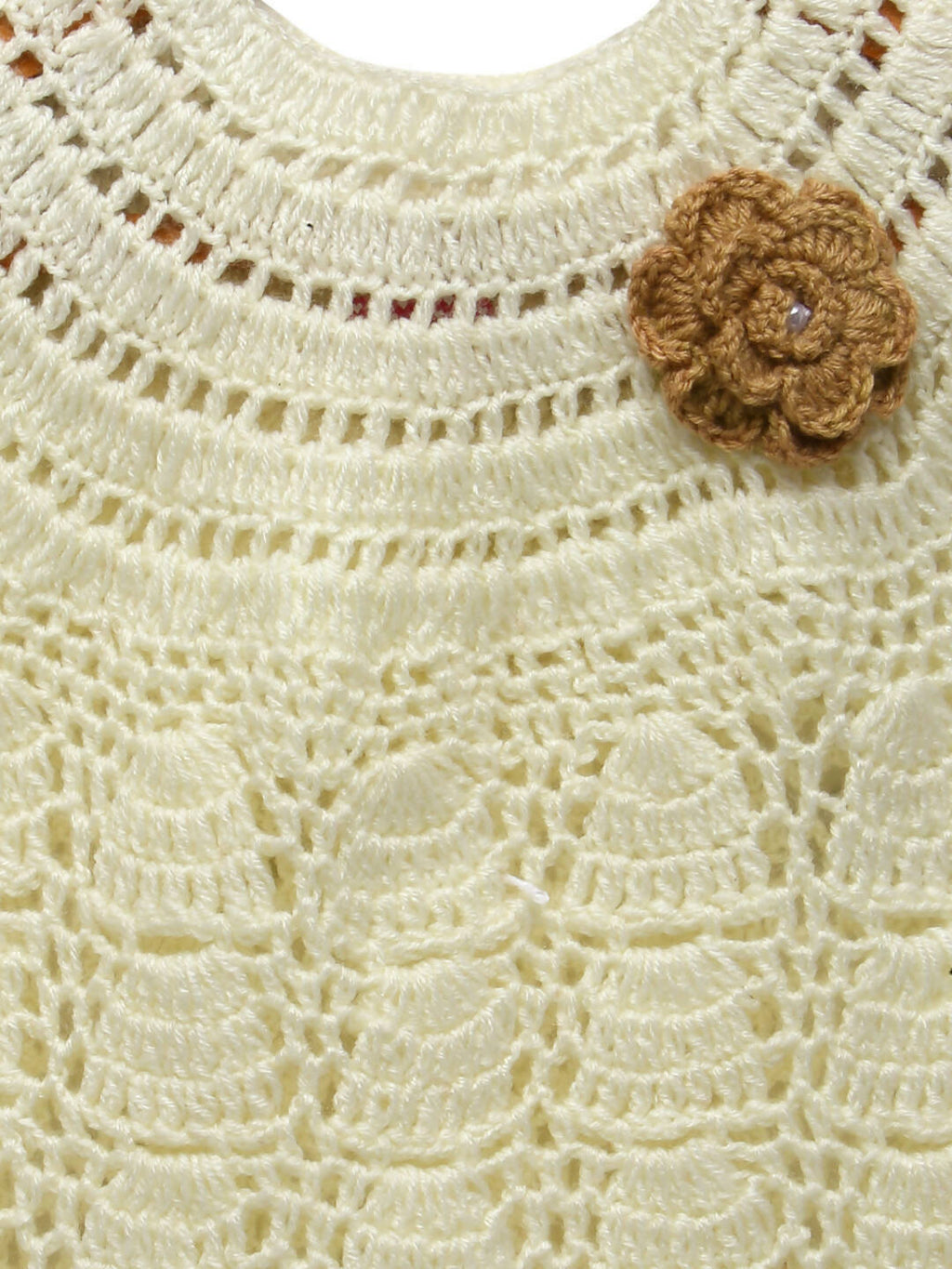 Chutput Kids Cream Coloured Solid Wool Frock - Cream