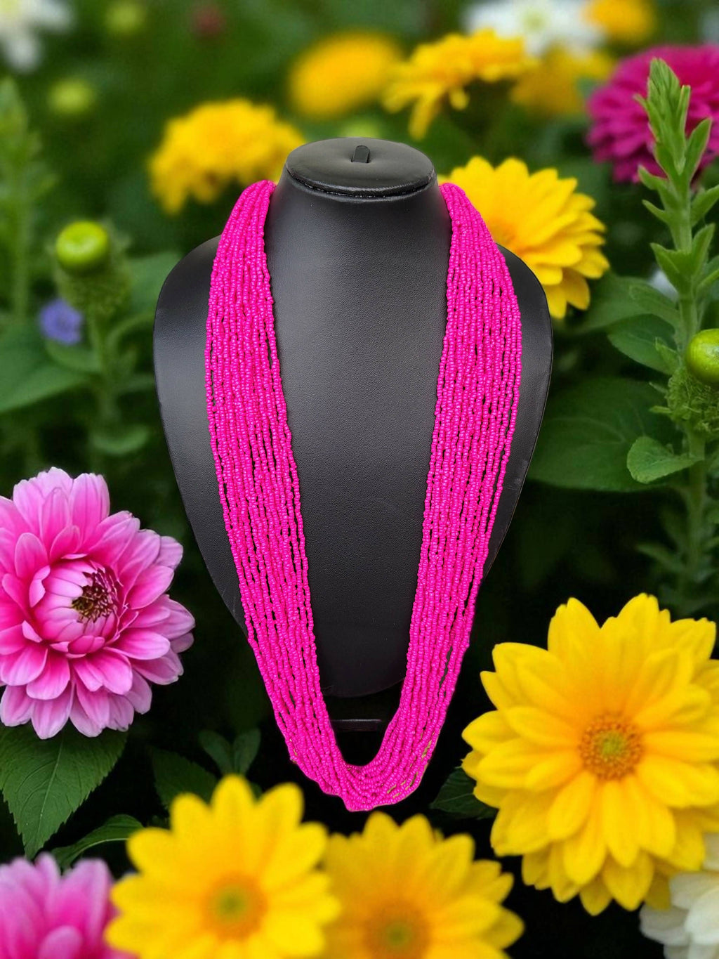Inhanns Rangsaaz 20-Layer Luxe Long Beaded Only Necklace - Pink Only Necklace