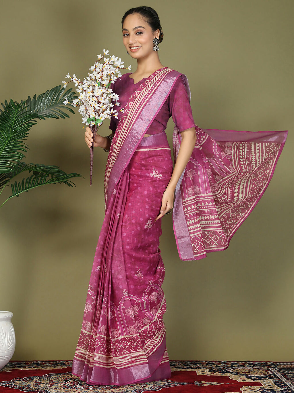 Shree Shyam Fashion Cotton Purple Saree - Distacart
