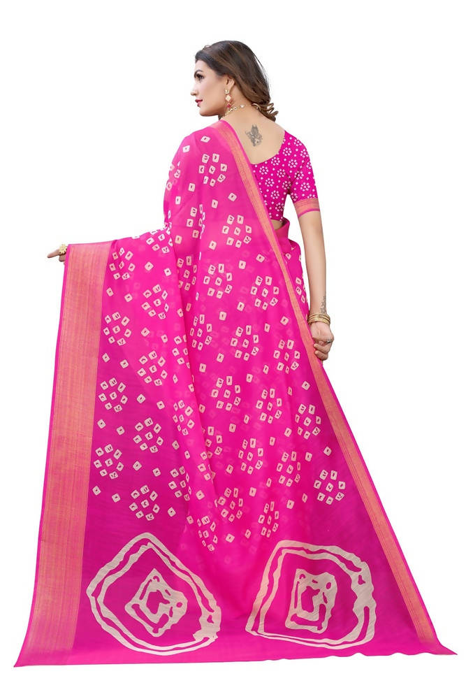 Vamika Pink Color Linen Jari Border Saree