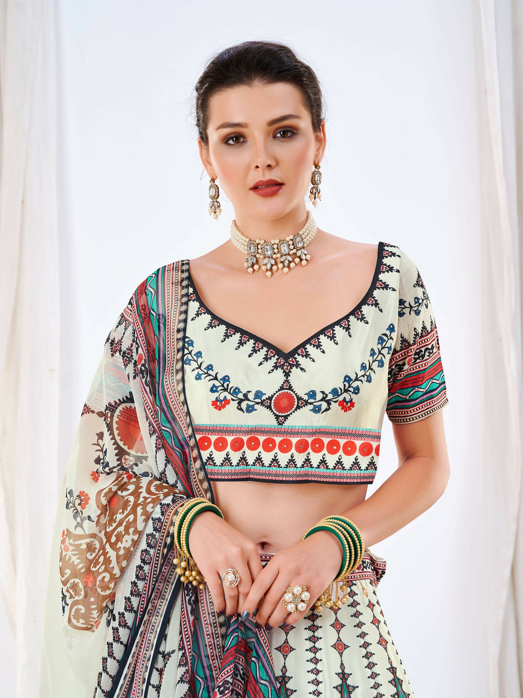 Wedding Designer White Chinon Lehengha Choli - Anbazaar - Distacart