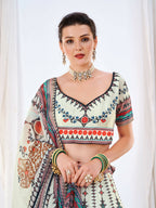 Wedding Designer White Chinon Lehengha Choli - Anbazaar - Distacart