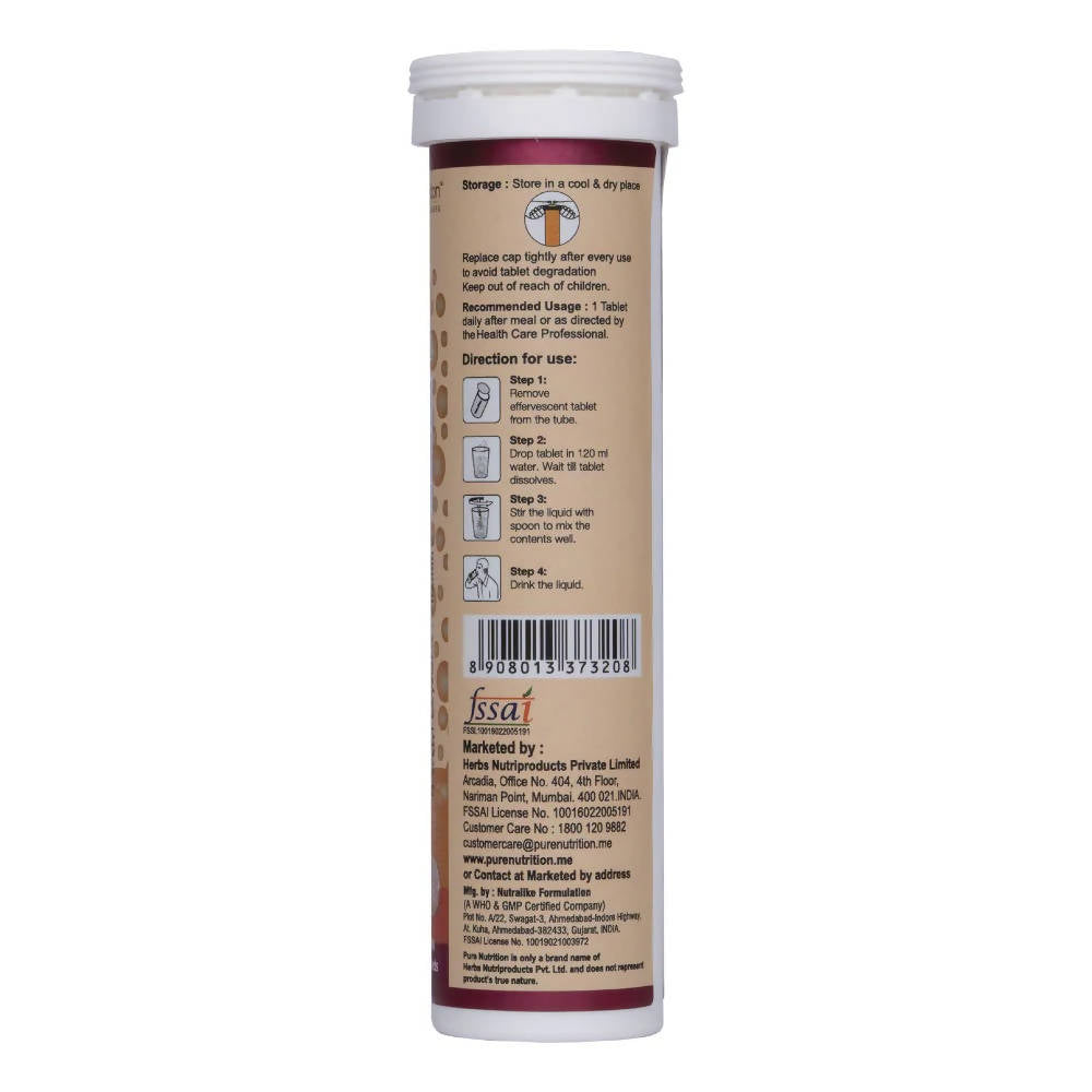 Pure Nutrition Glutathione 500mg with Vitamin C & Saffron Effervescent Tablets
