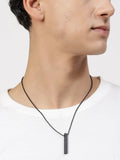 NVR Men's Black Rhodium Plated Bar Pendant & Chain