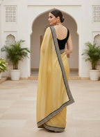 Joban Fashion Yellow Soft twill Net Party Wear Sarees - Distacart