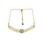 Pearl and Kundan Choker with Intricate Flower Design (White) - Ruby Raang