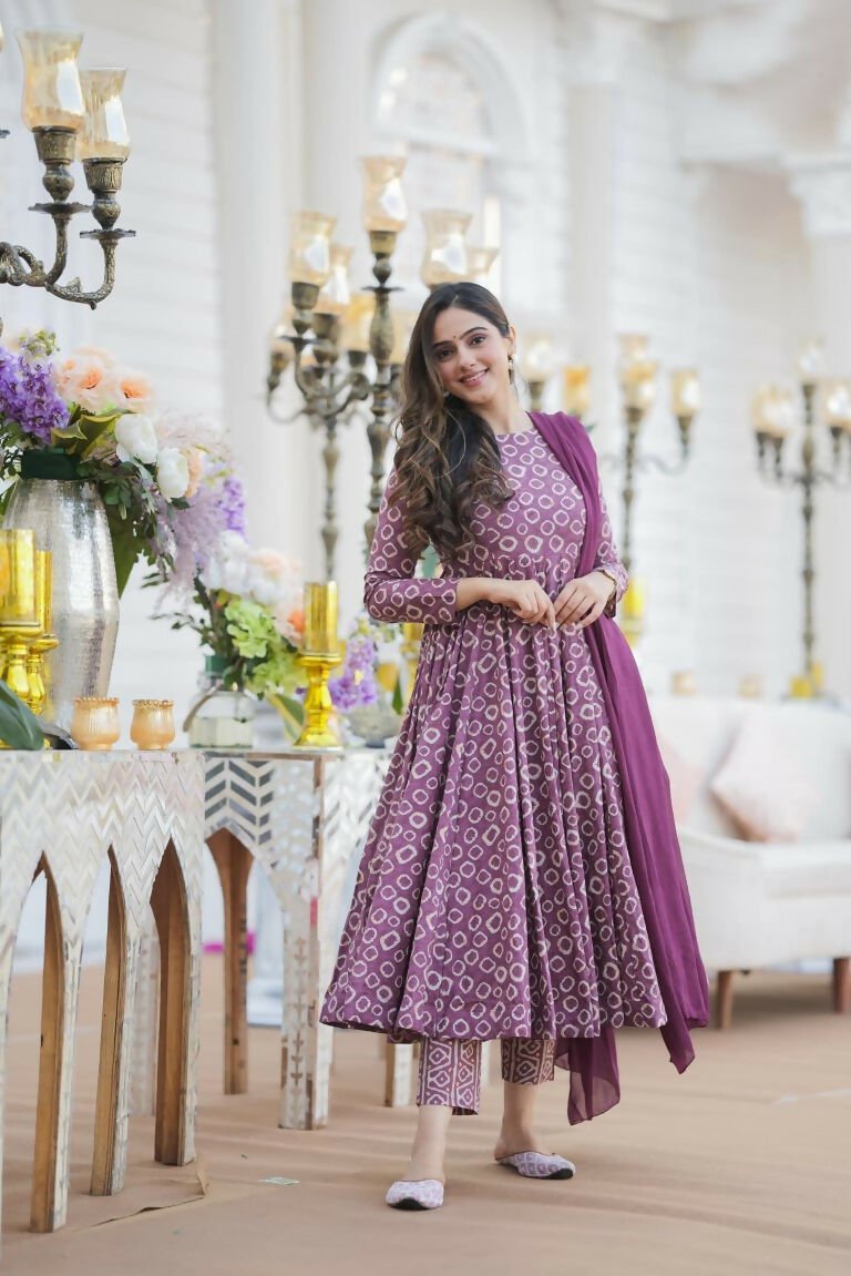 Aayaa Designer Printed Cotton Silk Suit - Multi Color