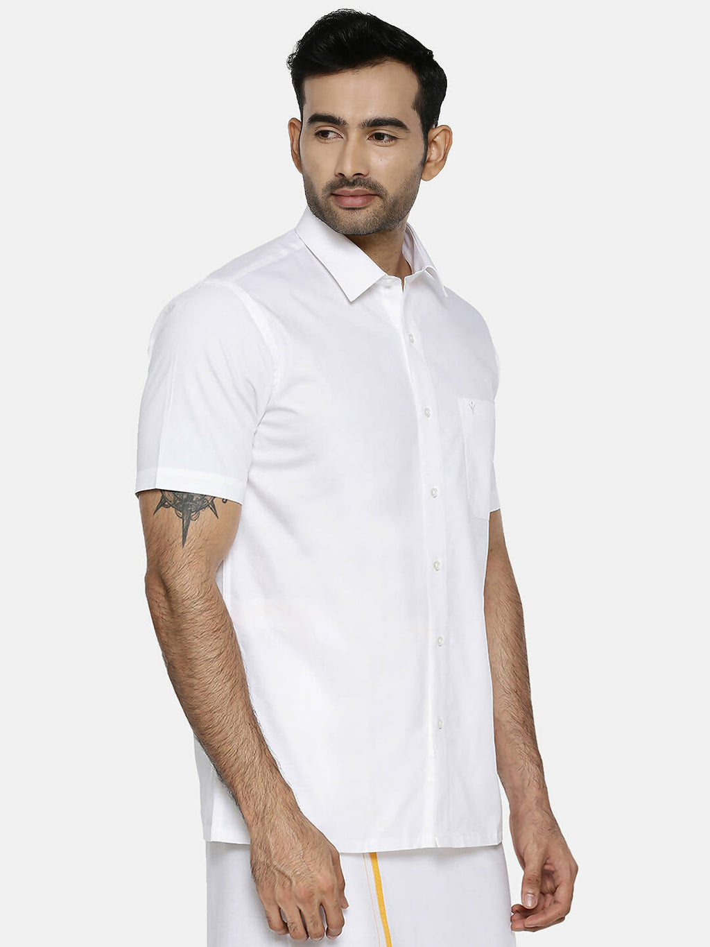 Ramraj Cotton Mens Half Sleeve Formal 100% Cotton White Shirt