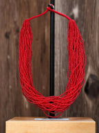 Inhanns Handmade Beaded Multilayer Necklace, 20 Layers - Red