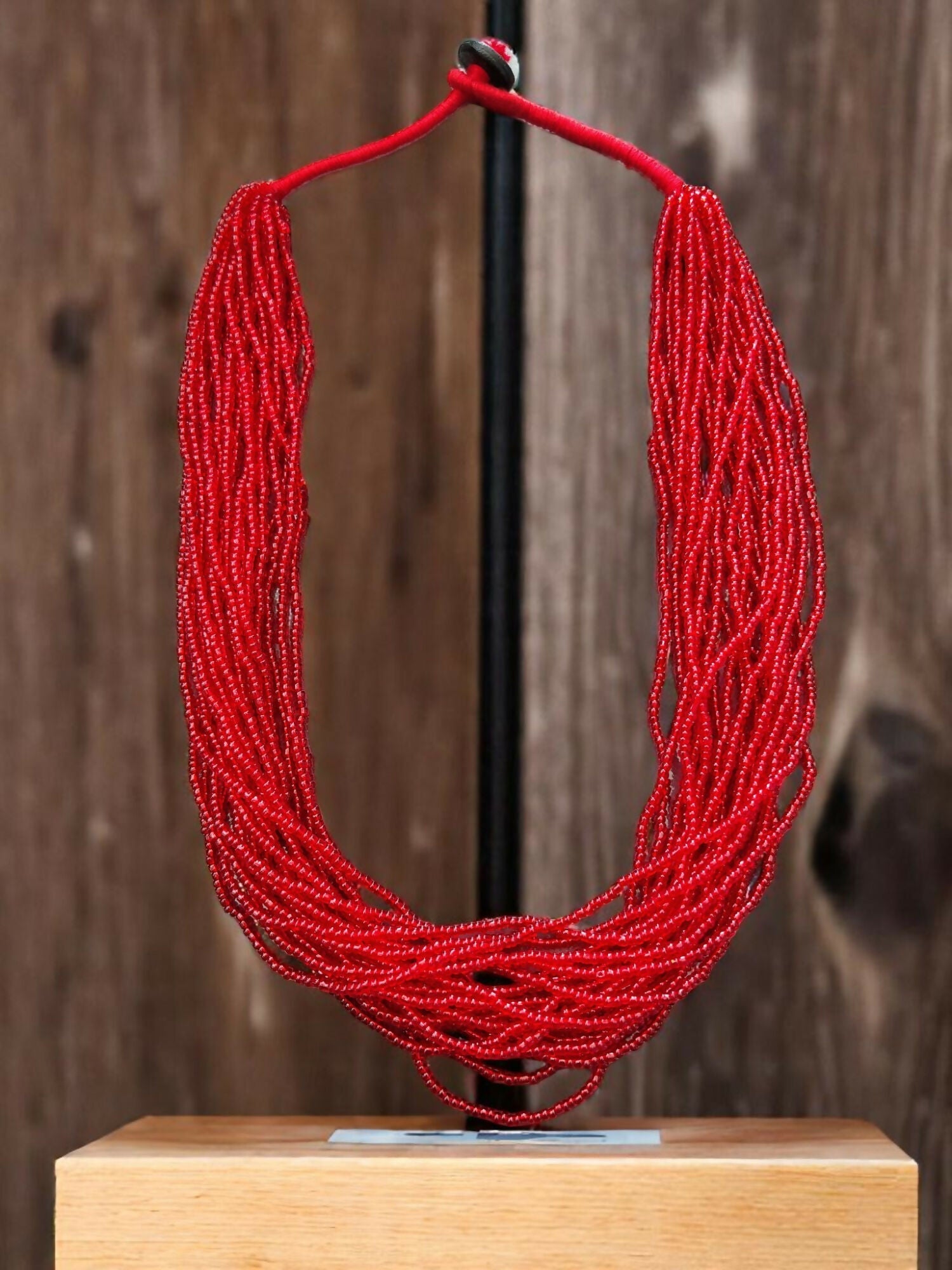 Inhanns Handmade Beaded Multilayer Necklace, 20 Layers - Red