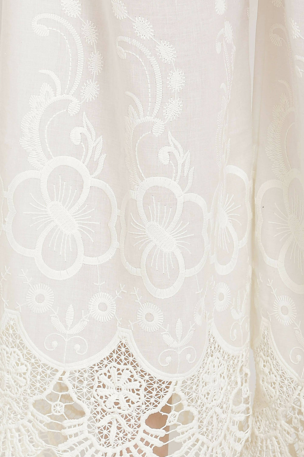 PAVONINE White Color Chikankari Lace Scalloped Hem Cotton Fabric Sharara - Distacart