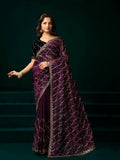 Joban Fashion Wine Net Party Wear Sarees - Distacart
