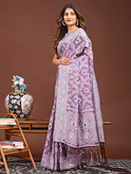 Shree Shyam Fashion Pankhuri Purple Linen Cotton Saree