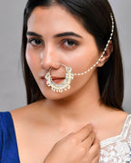 VOJ Gold-Polished With Pearl Indian Nose Pin