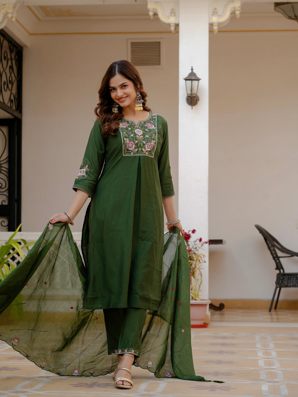 Pramukh Fab Green Color Viscose Mango Silk Kurta Set - Distacart