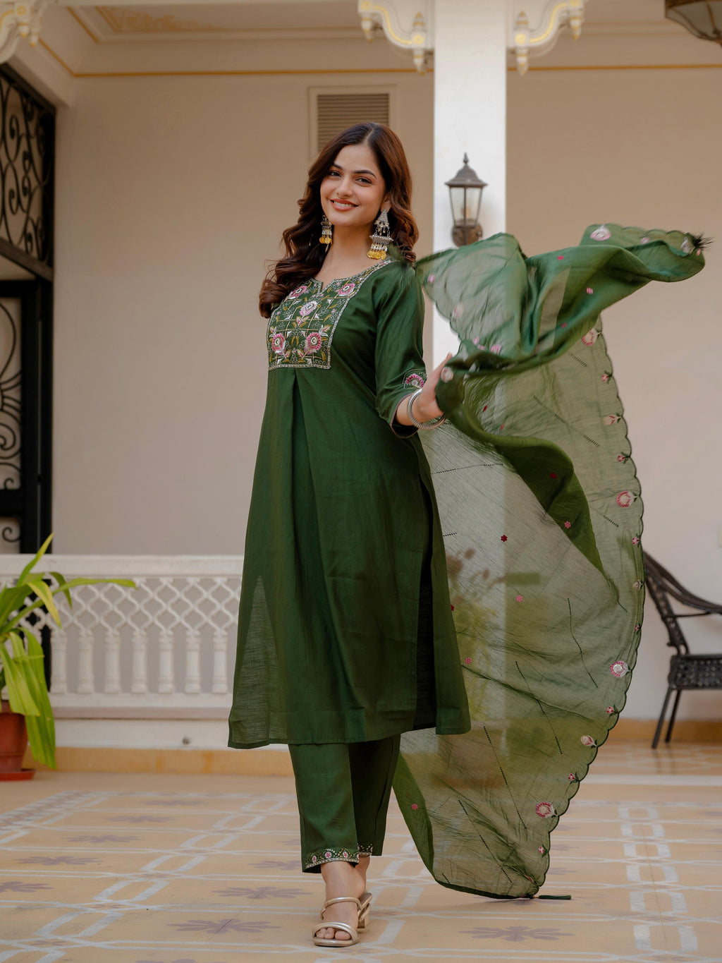 Pramukh Fab Green Color Viscose Mango Silk Kurta Set - Distacart