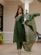 Pramukh Fab Green Color Viscose Mango Silk Kurta Set - Distacart