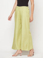 Aniyah Rayon Flared Slip-On Pista Color Palazzo