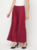 Aniyah Rayon Flared Slip-On Wine Color Palazzo
