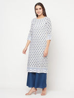 Aniyah Rayon Digital Screen Print White Straight Kurta