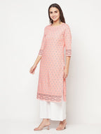Aniyah Rayon Digital Screen Print Peach Color Straight Kurta