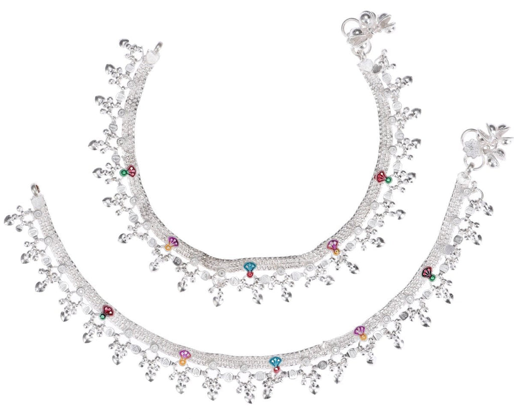 AanyaCentric Silver Plated White Metal Payal Indian Traditional Ethnic Fashion Imitation Jewellery Foot Chain - Distacart