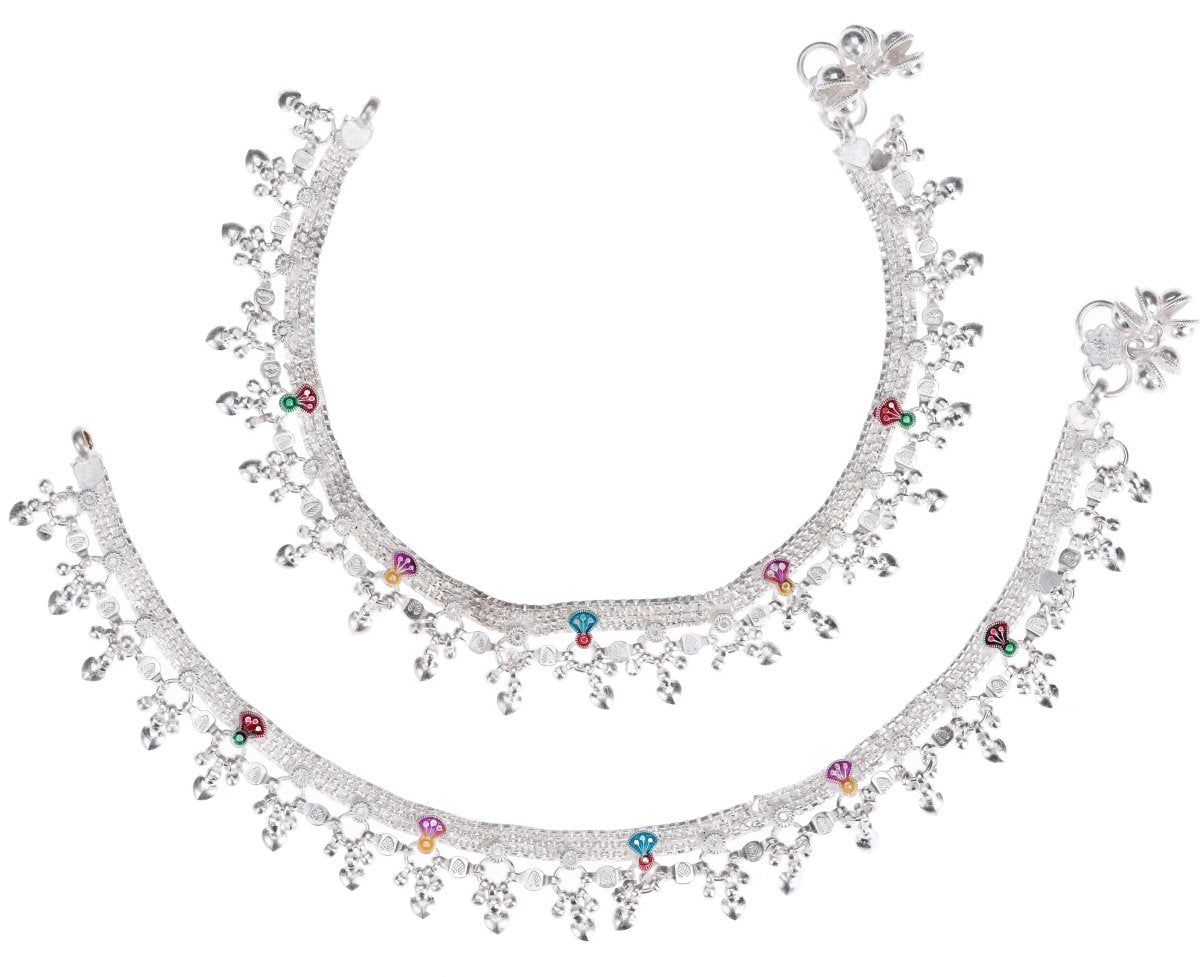 AanyaCentric Silver Plated White Metal Payal Indian Traditional Ethnic Fashion Imitation Jewellery Foot Chain - Distacart