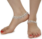 AanyaCentric Silver Plated White Metal Payal Indian Traditional Ethnic Fashion Imitation Jewellery Foot Chain