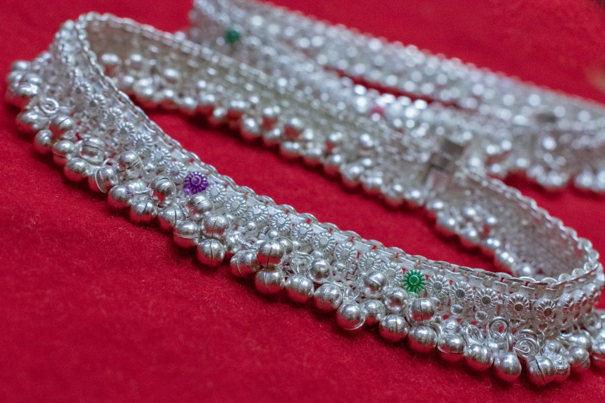 AanyaCentric Silver Plated White Metal Payal Indian Traditional Ethnic Fashion Imitation Jewellery Foot Chain - Distacart