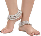 AanyaCentric Silver Plated White Metal Payal Indian Traditional Ethnic Fashion Imitation Jewellery Foot Chain
