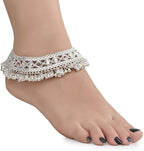 AanyaCentric Silver Plated White Metal Payal Indian Traditional Ethnic Fashion Imitation Jewellery Foot Chain