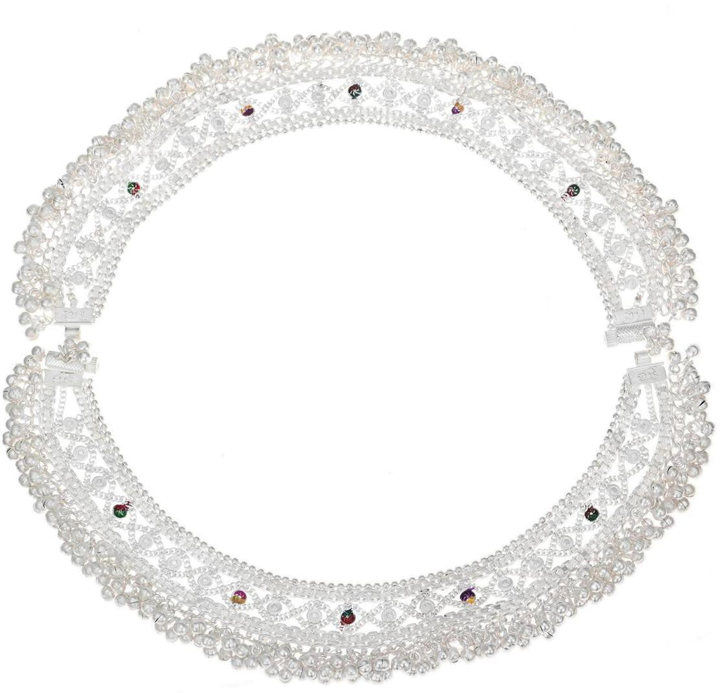 AanyaCentric Silver Plated White Metal Payal Indian Traditional Ethnic Fashion Imitation Jewellery Foot Chain