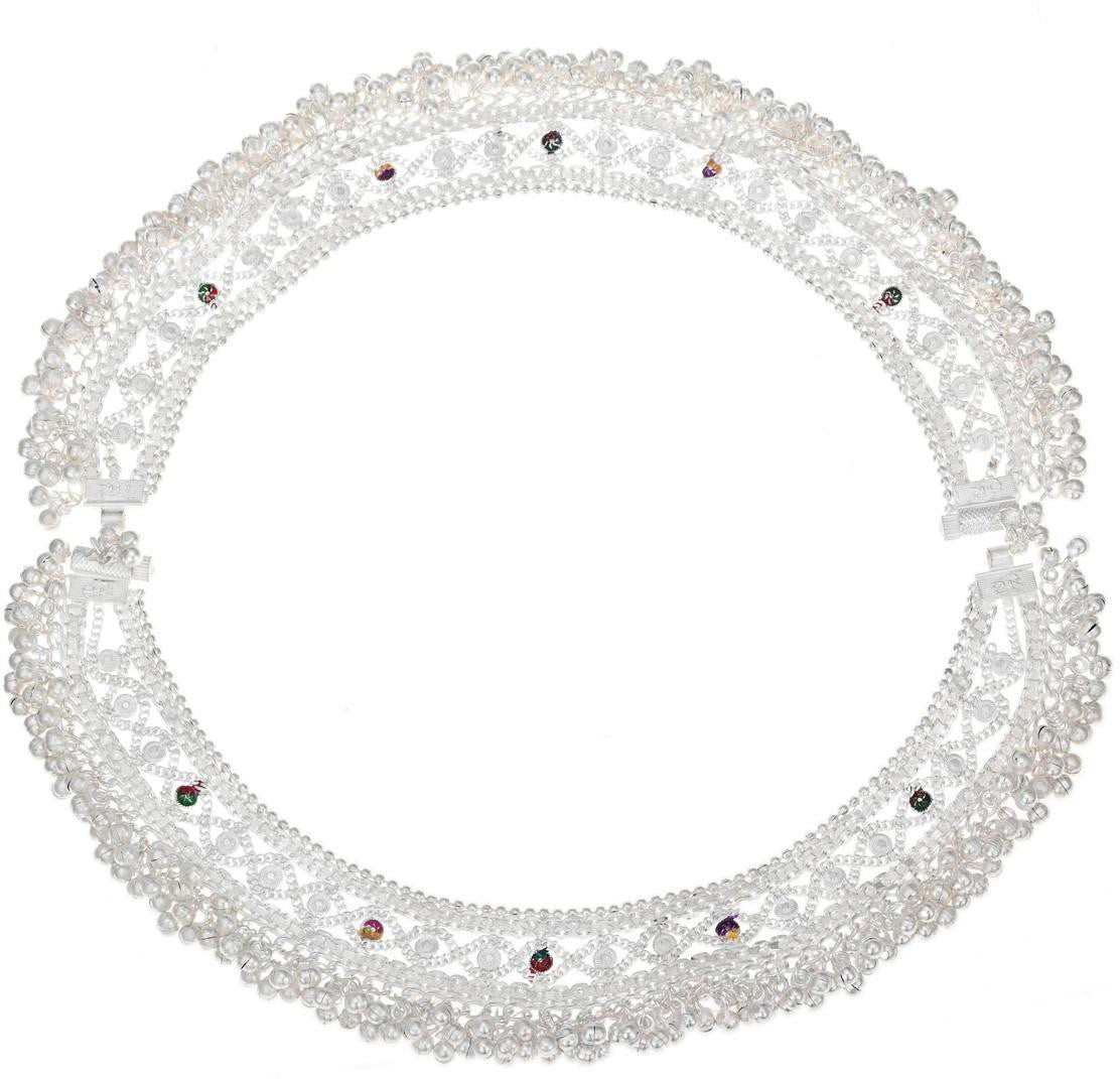AanyaCentric Silver Plated White Metal Payal Indian Traditional Ethnic Fashion Imitation Jewellery Foot Chain