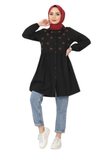 Pimu Muslim Wear Women's Embroidered Top - Black