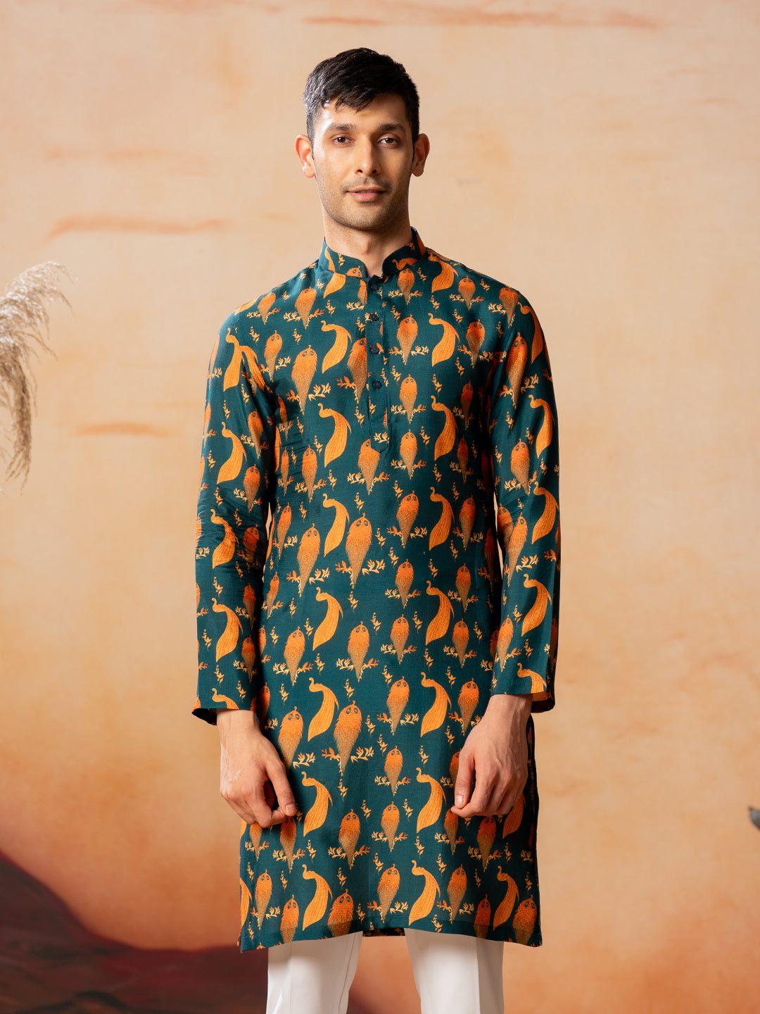 Peacock Print Kurta by Hilo Design