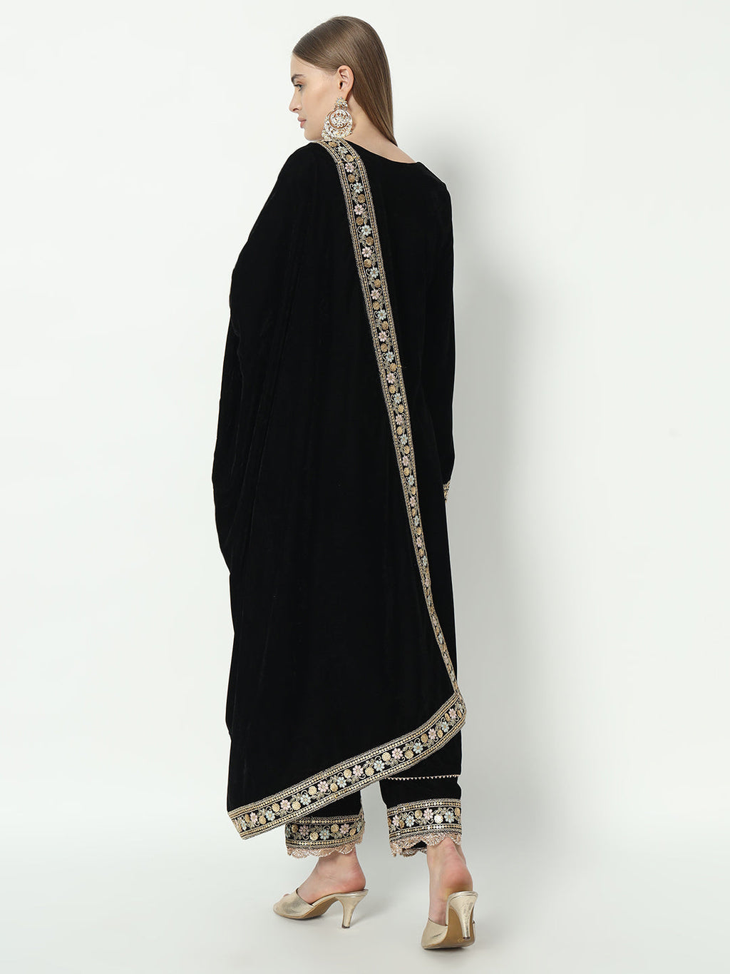 Fab Fashion Black Velvet Lace Suit Full Set - Distacart