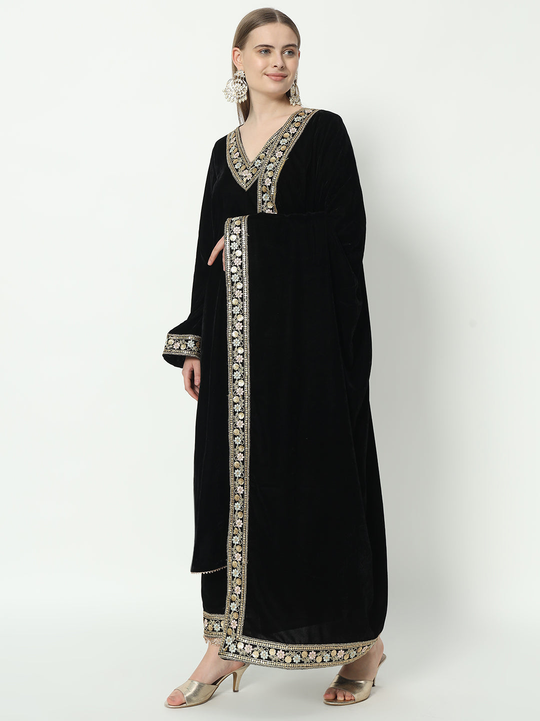 Fab Fashion Black Velvet Lace Suit Full Set - Distacart