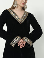 Fab Fashion Black Velvet Lace Suit Full Set - Distacart