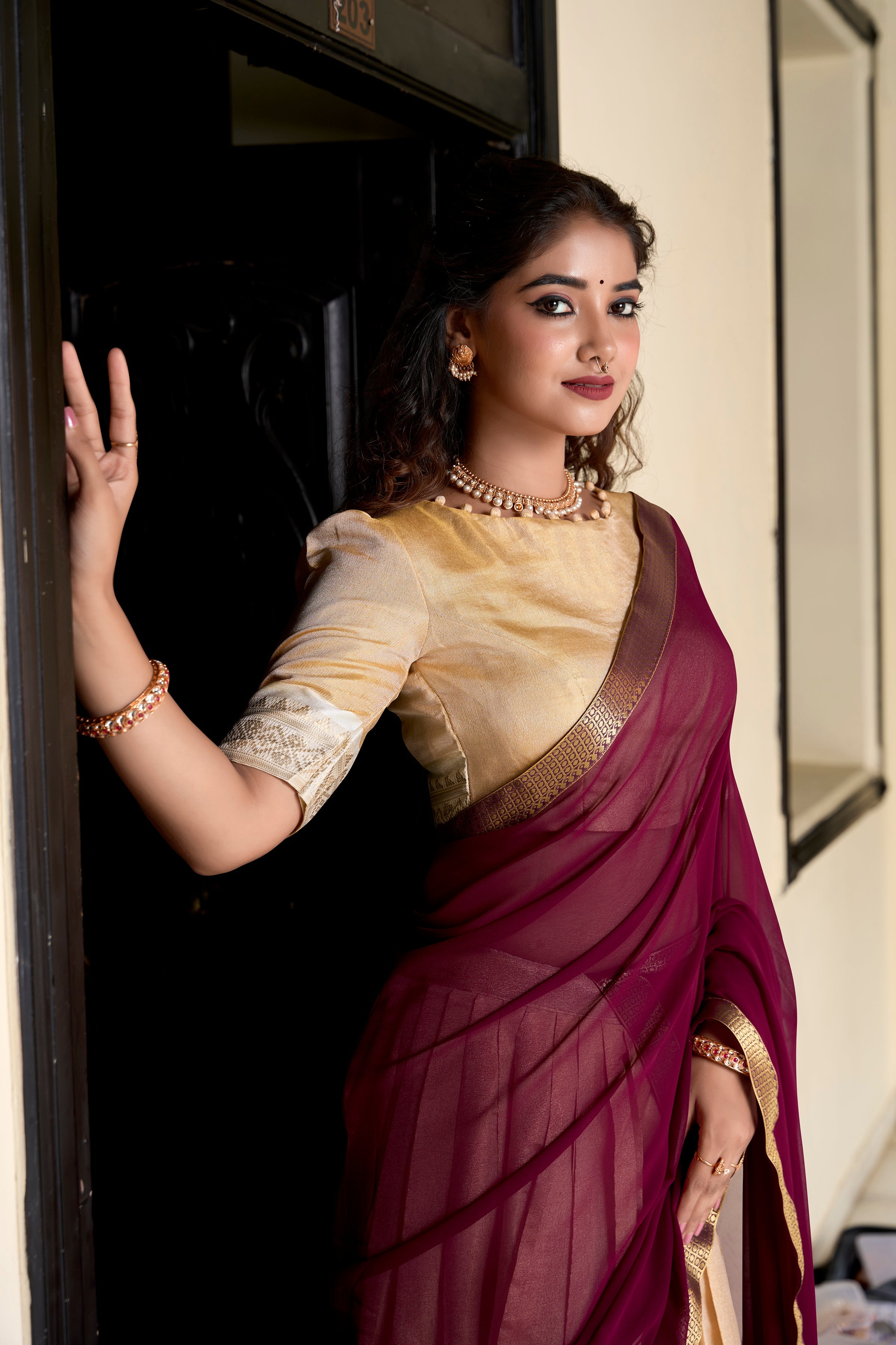 Lorenvalley Cream Kanchipuram Zari Weaving Work Lehenga Choli