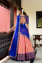 Lorenvalley Peach Kanchipuram Zari Weaving Work Lehenga Choli