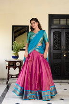 Lorenvalley Pink Kanchipuram Zari Weaving Work Lehenga Choli
