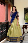 Lorenvalley Pista Kanchipuram Zari Weaving Work Lehenga Choli
