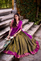 Lorenvalley Fashion Mahendi Kanchipuram Zari Weaving Work Lehenga Choli with Dupatta